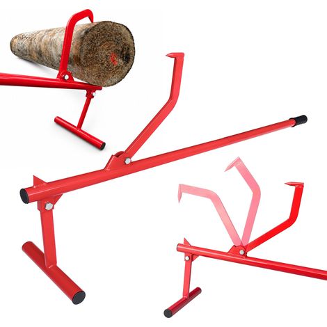Relaxdays Fällheber, mit Wendehaken, Baumstämme bis 40 cm, rutschfester Griff, Stahl, Forstwirtschaft, Holzgreifer, rot (1/5)