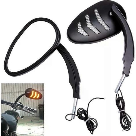 Rétroviseurs chromés à LED avec clignotants pour moto Harley Davidson Road King - Accessoires d'éclairage latéral pour rétroviseurs JXLGV (1/5)