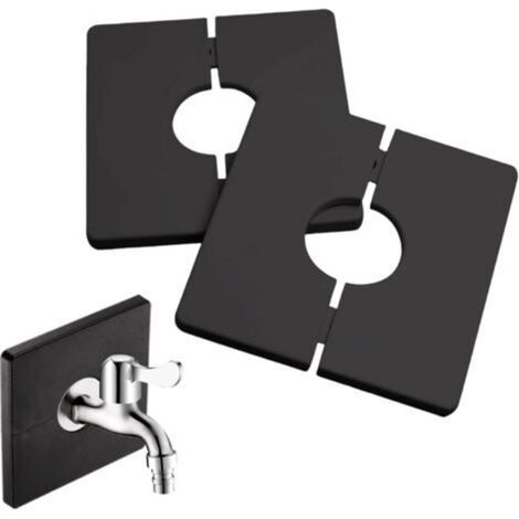 2 Stück Duscharmatur-Rosetten, 33 mm Vierkant-Rohrabdeckungen, selbstklebender PVC-Kunststoff zur Abdeckung von Elektrokabeln, Wasserhähnen, Rohren und Wandlöchern
