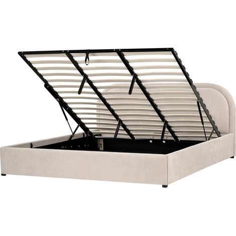 Ottoman Bed Fabric QUILLIEN 180 x 200 cm (EU Super King) Beige (1/5)
