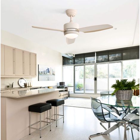 Ventilador de techo de 117 cm (46") con luz LED - 3 aspas de ABS - Motor de DC de 6 velocidades - Control remoto - Para sala de estar/dormitorio (1/5)