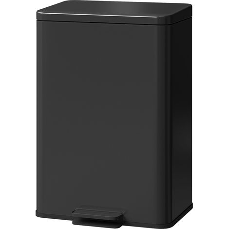 20L Kitchen Bin with Soft-Close Lid Stay-Open Function, Stainless Steel Pedal Bin with Removable Inner Bucket for Kitchen, Office, Home, Matte Black (1/5)