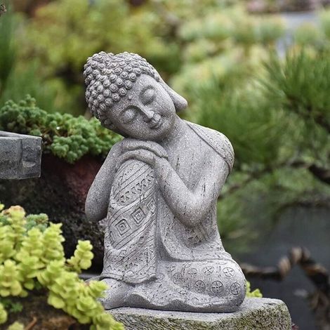 Statue Bouddha Assis 23 cm – Décoration Zen en Résine pour Jardin, Cour, Bassin et Aquarium (1/5)