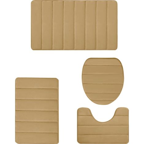 Tapis De Bain - Mousse à Mémoire De Forme - Absorption D'eau - Antidérapant - Pour Salle De Bain Et Toilettes - Lot De 4 - 40x60 cm 40x50 cm 38x42 cm 38x49 cm (1/5)
