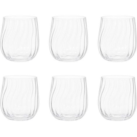 Lot de 6 Verres à Eau en Verre Transparent Wave pour Table et Repas - 9 x 9 x 9,5 cm - PANGIVO (1/3)