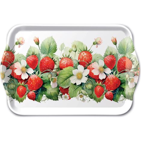 Mini plateau fraises et fleurs 20,5 x 13,5 cm