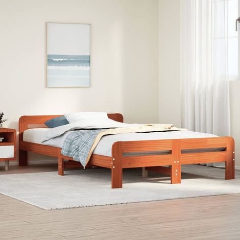 Estructura de cama sin colchón madera maciza marrón 135x190 cm vidaXL (1/5)