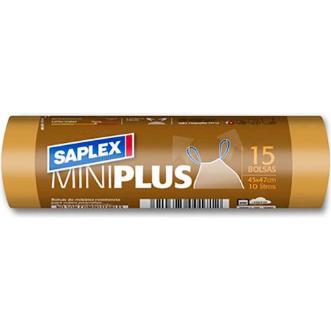 Sacchetto per pattumiera Miniplus 10l 15 pezzi. Saplex 45x47cm (1/2)