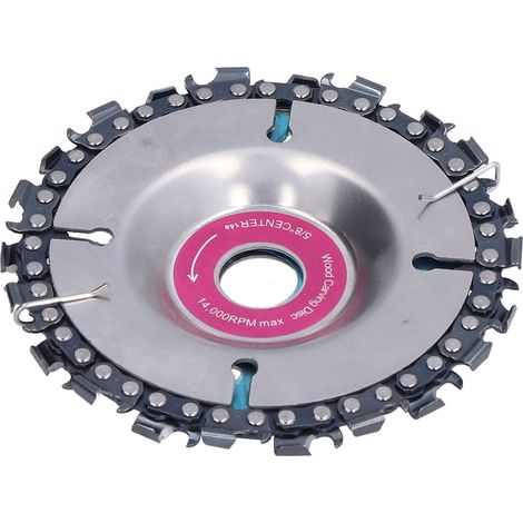 Disque à sculpter le bois de 4 pouces à 22 dents, disque de ponçage et de façonnage durable pour le travail du bois, convient aux meuleuses d'angle, rouge rose. (1/5)