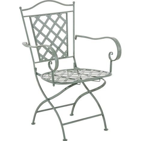 Chaise de jardin en fer forgé vert vieilli avec accoudoir MDJ10076 (1/4)