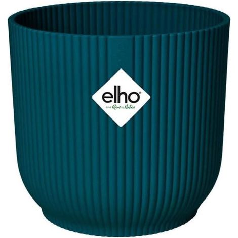 ELHO Pot de fleurs Rond Vibes Fold - Plastique - Ø29,5 X h 27,2 cm - Bleu foncé (1/5)