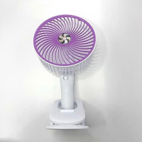 Ventilador portátil con clip, recargable por USB, giratorio 360°, pequeño ventilador de escritorio para el hogar, la oficina, el coche y el camping, de plástico con batería de litio. (1/5)
