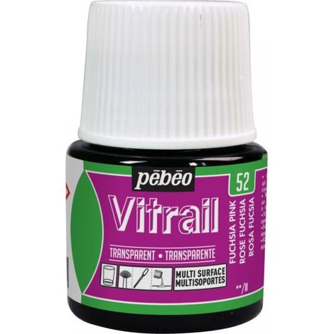 PEINTURE SUR VERRE VITRAIL TRANSPARENT 45 ML - 52 ROSE FUSCHIA
