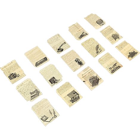 Lot de 30 stickers papier rétro, journal et écriture, lettre manuscrite, DIY carnet, décorations adhésives (1/5)