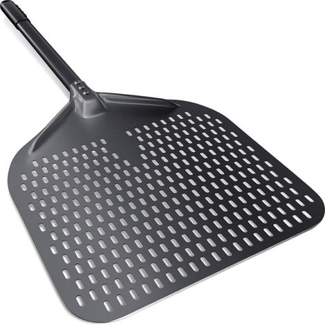 Perforated Pizza Baking Pan – Professional Grade Black Steel – 35 x 40cm – Crispy Crust Even Heat (1/5)