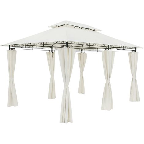 Gazebo tendone da giardino Topas 3x4m con pareti laterali struttura in metallo telo idrorepellente Crema (1/5)