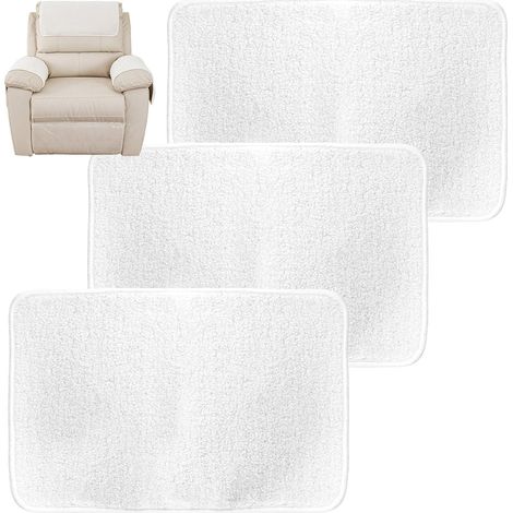Lot de 3 Housse D'appui-tête de Canapé en Polyester Souple, Housse D'accoudoir de Canape, résistante à l'usure Protection Housse de Fauteuil Blanc (1/5)
