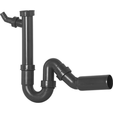 Cornat Sifone Tubolare per lavabo, Collegamento per Dispositivo e derivazione a 45°, Realizzato in plastica Riciclata, Confezione riciclabile, T353104R, Grigio, 1 1/2 Zoll x 50 mm (1/4)