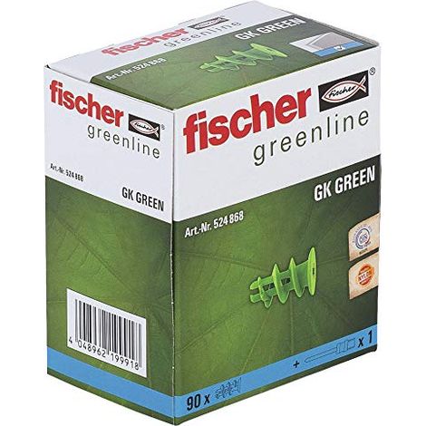 Boîte de 90 chevilles pour carton plâtre GK FISCHER 524868 vert (1/4)