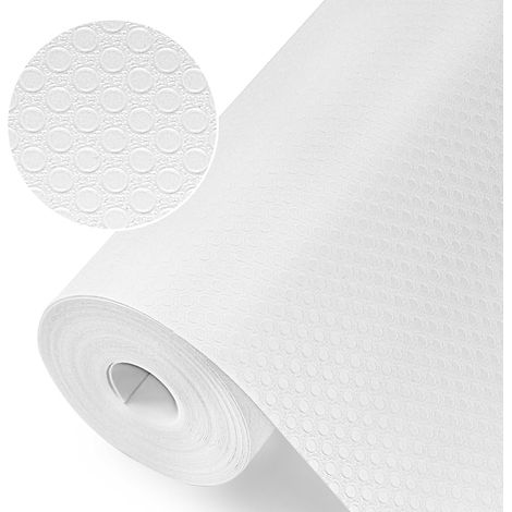 Tapis Fond de Tiroir, Tapis de tiroir Non-Adhésif Antiderapant, EVA Plastique Tapis de Frigo Peut être Coupé en Taille pour Protection Tiroir Placard Cuisine (Blanc/30cm x 300cm) (1/5)