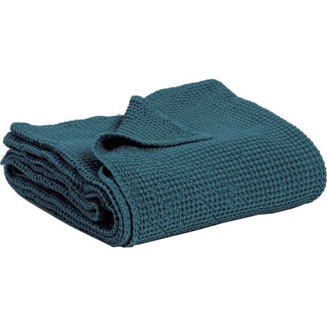 Jeté de Lit en Coton Nid d'Abeille Topaze Couvre-lit Stonewashed pour la Chambre - PANGIVO (1/3)