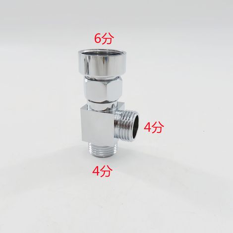 T-Ventil aus Vollkupfer, ein Einlass und zwei Auslässe, 4- und 6-Punkt-Bidet-WC-Adapter, Umsteller mit Innen- und Außengewinde (1/4)