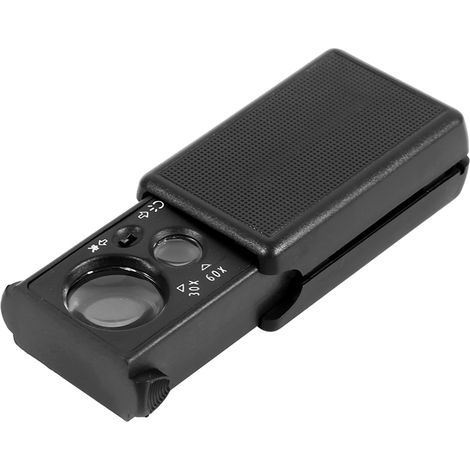 Mini Loupe de bijoux de poche à Double lentille 30X/60X avec lumières UV LED, Loupe en verre de Type traction (1/5)