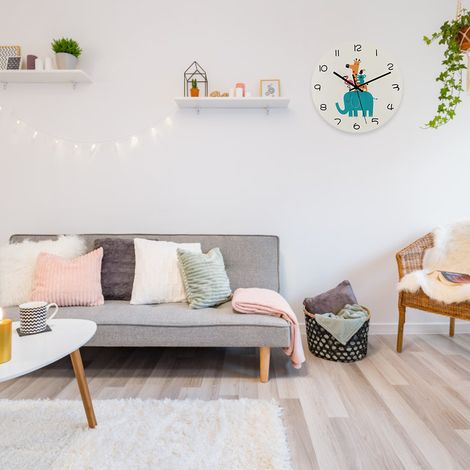 Dotée d'un design sur le thème des animaux, cette horloge murale silencieuse à quartz de 30 cm de diamètre pour les chambres d'enfants (ZYAEKL0203) ne nécessite aucune coche et peut rester silencieuse (1/5)