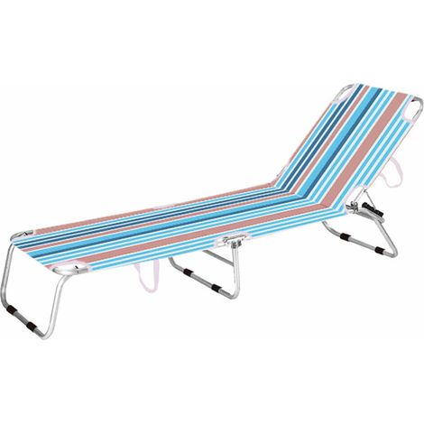 Marbueno Liegestuhl Faltbar Streifen Orange Blau 187X58X24 cm 10466