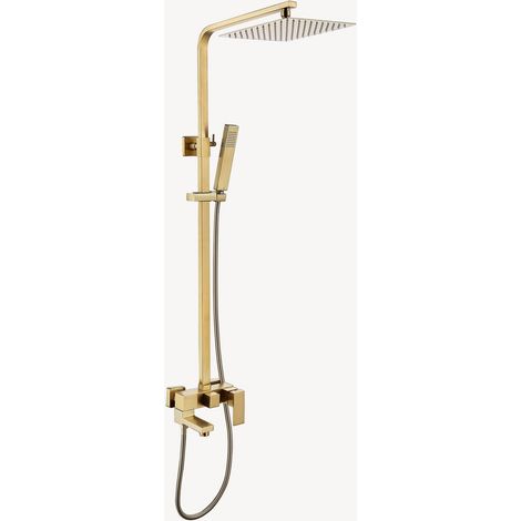 Columna de ducha y bañera de pared en oro cepillado - Sirius
