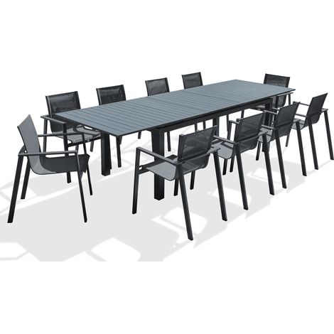 MIAMI - Ensemble repas de jardin 10 places en aluminium  - DCB GARDEN