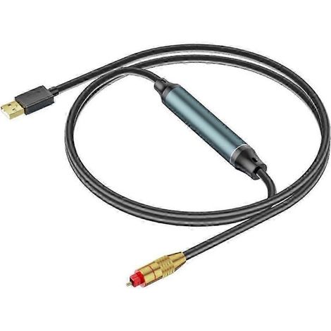 Adaptateur audio USB vers optique, câble convertisseur audio USB A vers fibre optique SPDIF pour ordinateur portable. (1/5)