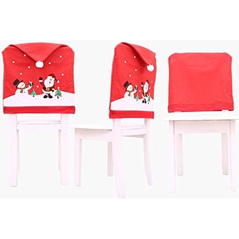 Lot de 6 housses de chaise de Noël avec chapeau de père Noël (1/5)