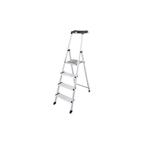 Escalera tipo tijera de peldaños planos de aluminio con sistema (1/5)