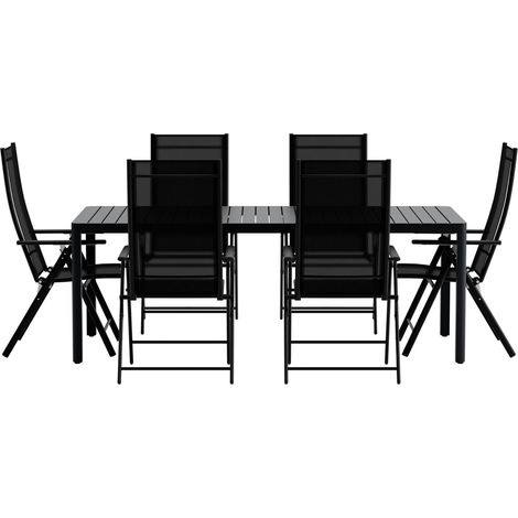 Giardini Gartenset Tisch 90x200 cm schwarz 6 Stühle schwarz. (1/4)