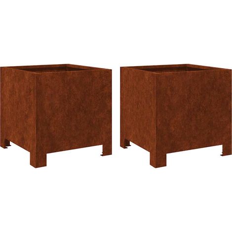 Jardinières 2 pcs  Bac à fleurs 30x30x30 cm acier résistant aux intempéries (1/4)