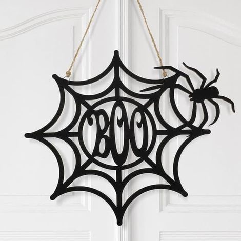 Décoration murale d'Halloween en bois style araignée - Maison (1/5)
