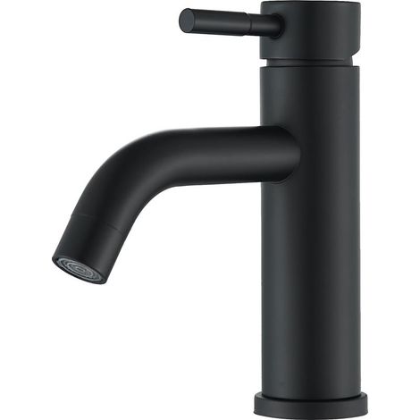 CYRILL – Miscelatore monocomando per lavabo, rubinetto da bagno, rubinetto per lavabo caldo e freddo regolabile, aeratore rimovibile, nero (1/5)