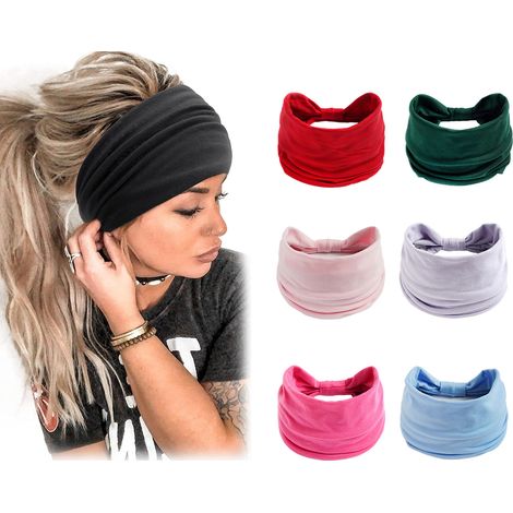 6pcs Bandeau, élastique, polyester, réversible, sport yoga quotidien (1/5)