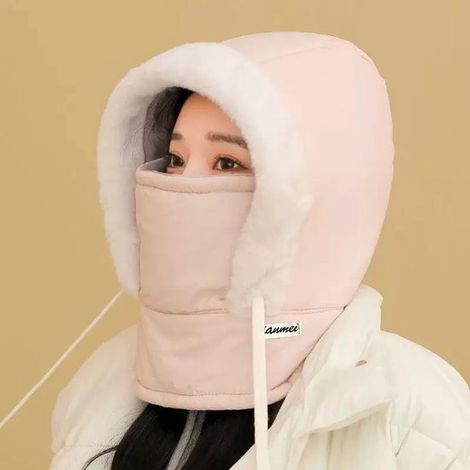 Pasamontañas de invierno de forro polar, ajustable con cordón, gorro multifuncional para esquí, ciclismo y actividades al aire libre, gris oscuro (1/5)