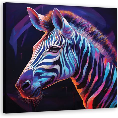 Quadro su tela, Animali Zebra Colore - 30x30 (1/5)