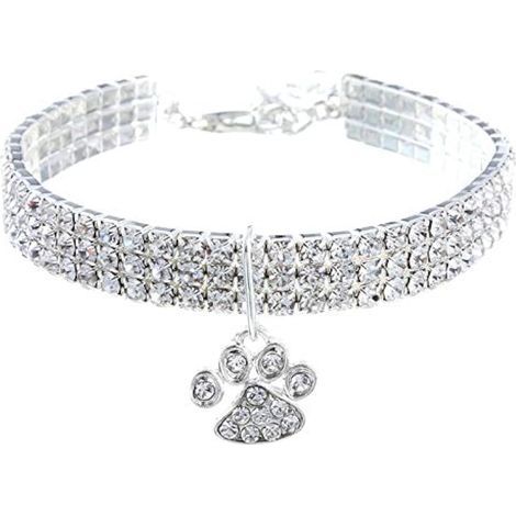 Collier de chien en strass, collier pour animal de compagnie en cristal réglable de 20 cm avec chaîne d'extension supplémentaire de (1/5)