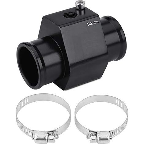 Sensor de temperatura del agua, adaptador para manómetro de temperatura del agua del coche, sonda de temperatura, junta del radiador (32 mm) (negro) (1/5)