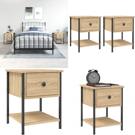 Tables de chevet 2 pcs chêne sonoma 34x35,5x45 cm - Table De Chevet - Meuble De Chambre - Table D'appoint - Mobilier Moderne - Style Scandinave - Home & Living