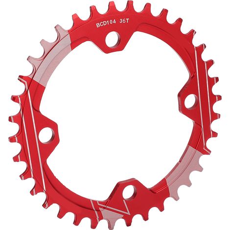 Lebycle 36T Kettenblatt für Mountainbikes, verschleißfest, 104 mm Lochkreis, positive und negative Zähne, rot (1/5)