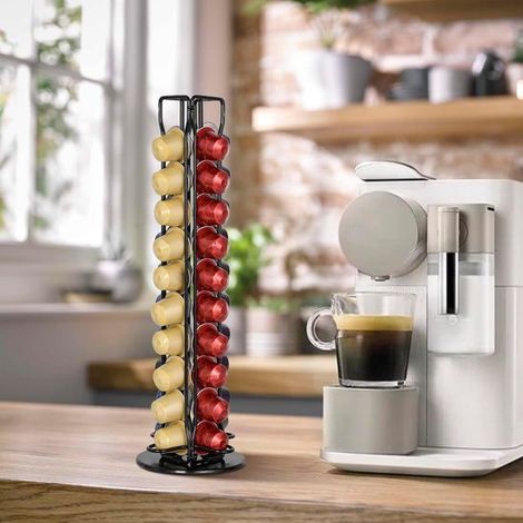 Porta capsule di caffè - Porta capsule per 40 capsule di caffè originali - Design girevole - Porta capsule per 40 capsule di caffè - Argento - 39,511,511,5 cm (1/5)