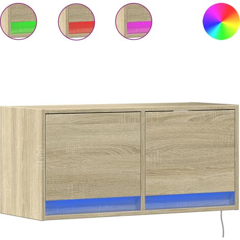 Maison Exclusive - TV-Wandschrank mit LED-Beleuchtung Sonoma-Eich