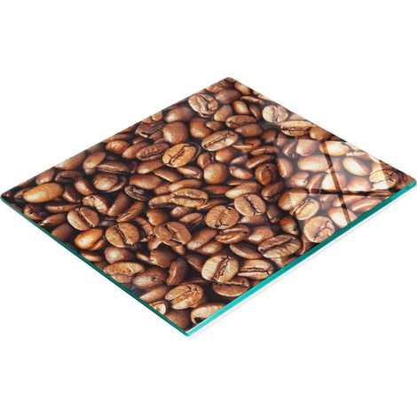 Tabla de cocina de vidrio templado con dise帽o decorativo de granos de caf茅, 60x52 cm. (1/5)