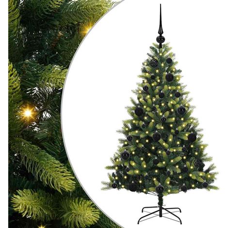 Künstlicher geflammter Weihnachtsbaum 150 LEDs Grün 120 cm vidaXL (1/5)