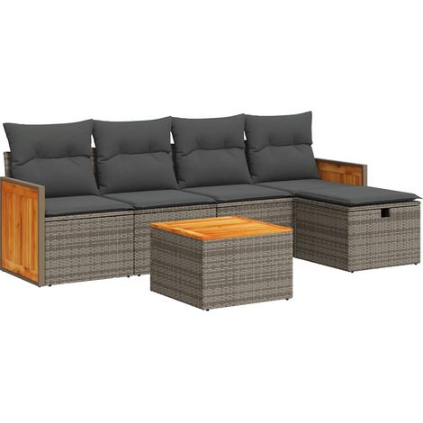 vidaXL Set Divano da Giardino 6 pz con Cuscini Grigio in (1/5)